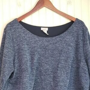 Moci By Purple Rain Dress Womens 3XL Blue 3/4 Sleeve Boat Neck Knit Knee Length